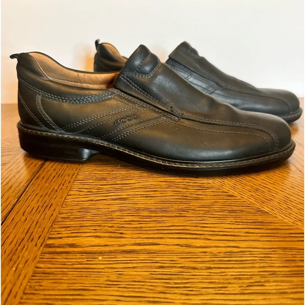 Ecco‎ Mens Loafers Shoes Sz 45 US 11 Black Light Shock Point Slip On Loafers EUC